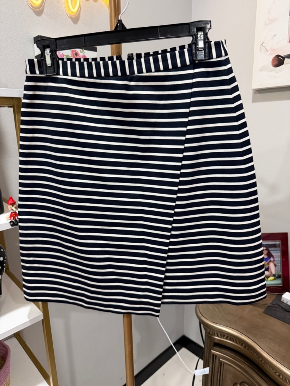 Ann Taylor Navy and White Striped Mini Skirt